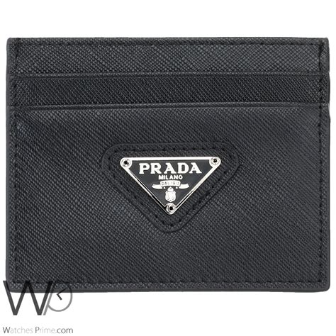 prada printed leather card holder|Prada card holder wallet.